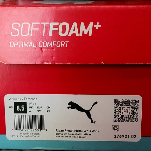 Puma Riaze Prowl Metal Womens Running Shoes WIDE White Metallic Silver Sz 8.5 - Picture 5 of 5